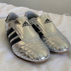 Adidas Silver Taekwondo Shoes with Dark Stripes